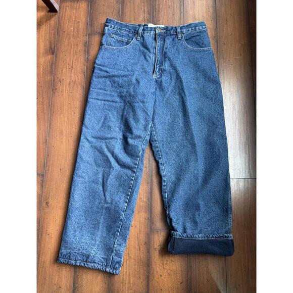 Men’s Old Mill Fleece Lined Denim Jeans 34x30 Dark Wash Warm Winter Cold Weather - Picture 5 of 9